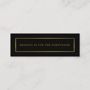 Modern and Sleek, Black and Gold Bookmark Mini Business Card