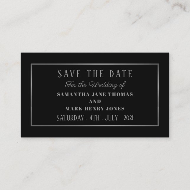 Modern and Sleek, Black and Silver, Save the Date Enclosure Card (Front)