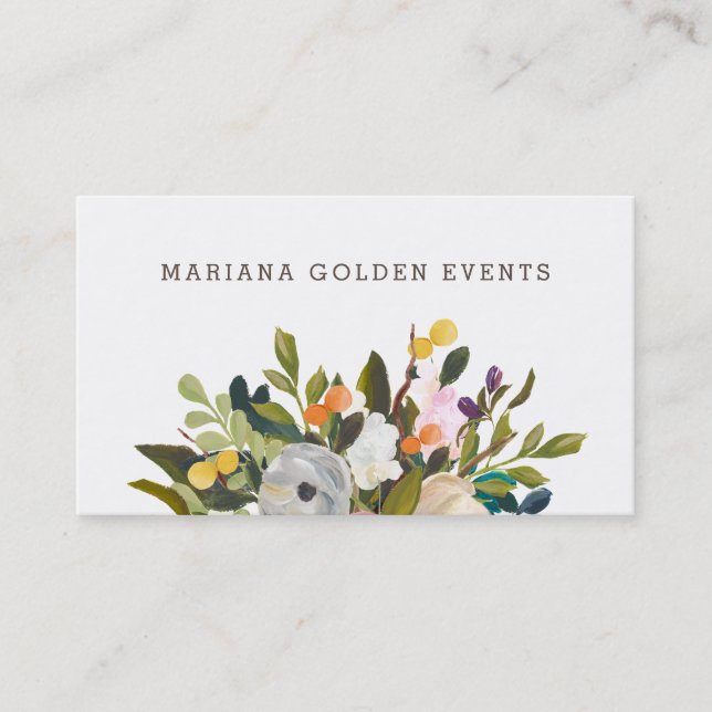 Modern and Sophisticated Floral Business Card (Front)