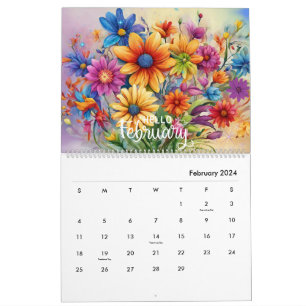 Modern and Stylish Floral Calendar 2024 Monthly 