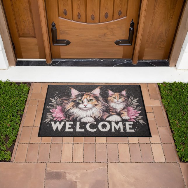 Modern and Stylish Maine Coon Cat Welcome Doormat (Outdoor)