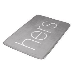 Modern and Stylish Slate Grey and White hers Bath Mat