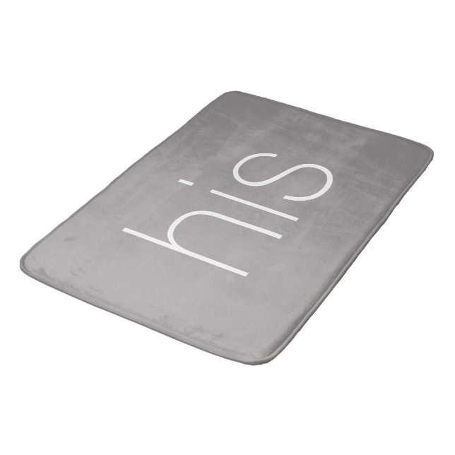 Modern and Stylish Slate Grey and White his Bath Mat (Angled)