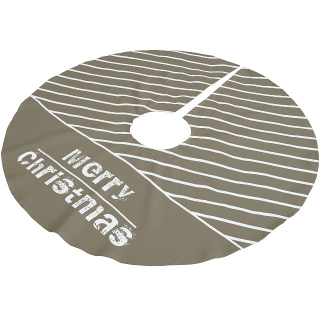 Modern and Stylish Stripes Merry Christmas Holiday Brushed Polyester Tree Skirt (Angled)