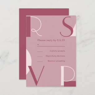 Modern and Trendy Burgundy Monochromatic Wedding RSVP Card