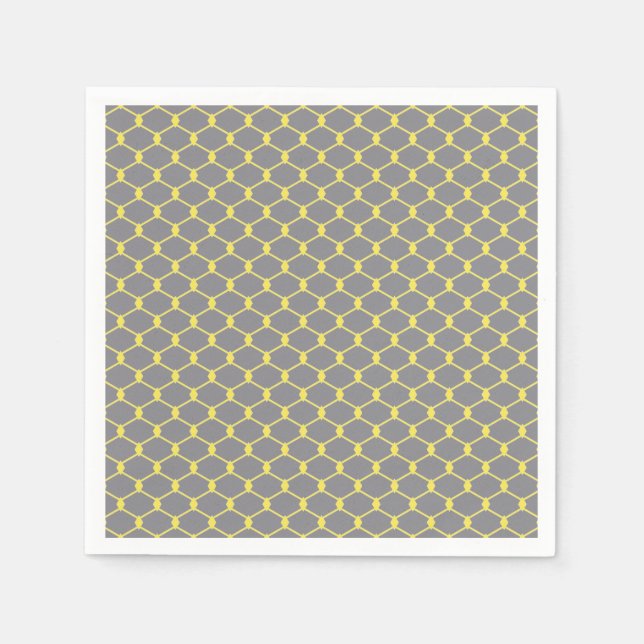 Modern and Trendy Grey and Yellow Chain Link  Napkin (Front)
