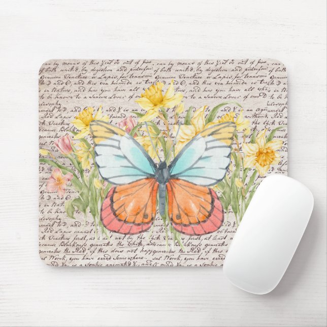 Modern and trendy kraft paper background Botanical Mouse Mat (With Mouse)