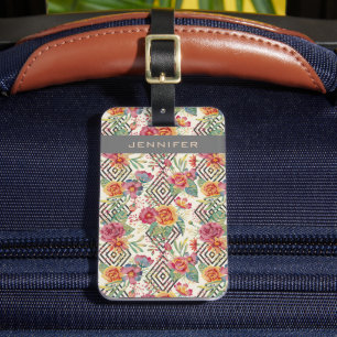 Modern and unique floral bouquet luggage tag