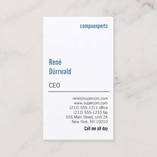 Modern and unusual blue black business card (Front)