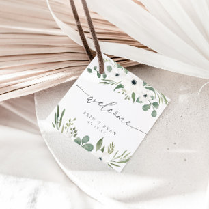 Modern Anemones & Dusty Green Eucalyptus Wedding Favour Tags