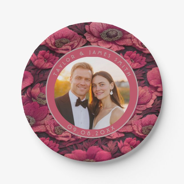 Modern Anemones Plates For Wedding After Party (Front)