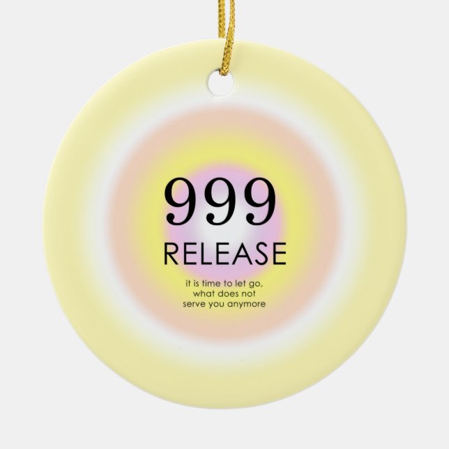 Modern Angel Numbers Numerology Meaning 999   Ceramic Tree Decoration (Front)