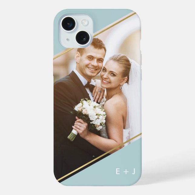 Modern Angle Monogrammed Custom Photo iPhone Case (Back)