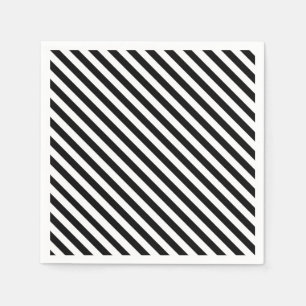 Modern Angled Black and White Stripes Napkin