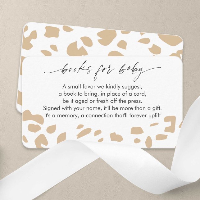 Modern Animal Print Gender Neutral Books request  Enclosure Card (Animal Print, Safari Animal Themed Gender Neutral baby Shower enclosure cards.)