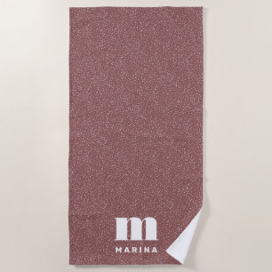 Modern animal print mauve personalised monogram beach towel