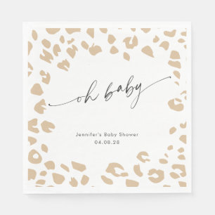 Modern Animal Print Oh Baby Gender Neutral Shower Napkin