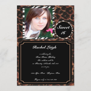 Modern Animal Print Sweet 16 Birthday Invitation