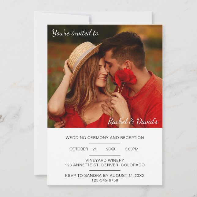 Modern Animated Wedding with Photo Minimalist Invitation (Front)