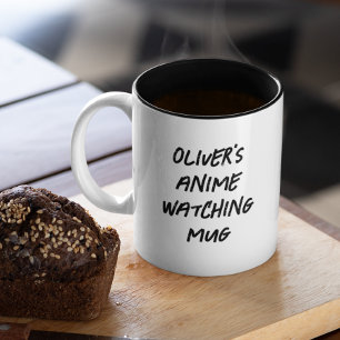 Modern Anime Watching Personalised Two-Tone Coffee Mug