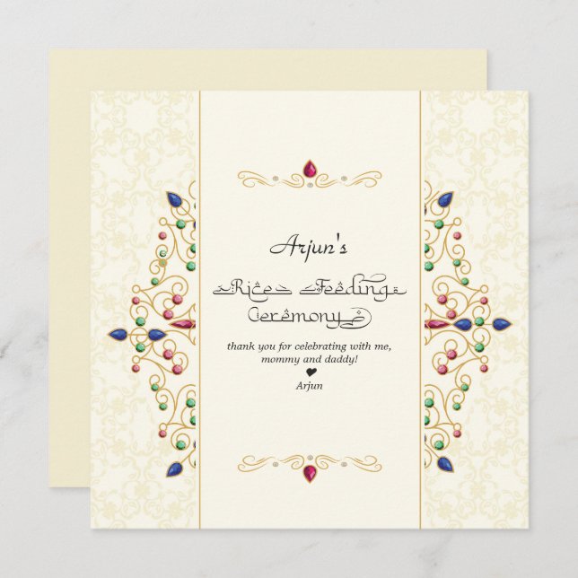 Modern Annaprashan First Rice Ceremony Thank You Card (Front/Back)