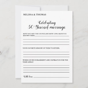 Modern  Anniversary 50th wedding party game Card