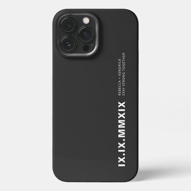  Modern Anniversary Date Roman Numerals Matching iPhone Case (Back)