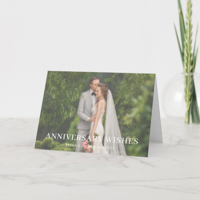 Modern Anniversary Love Photo Design Card (Front)