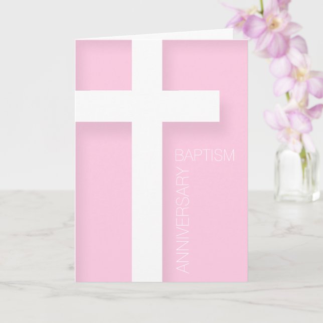 Modern Anniversary of Baptism Choose your colour G Card (Orchid)