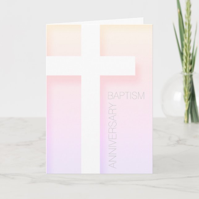 Modern Anniversary of Baptism in pink pastel tones Card (Front)