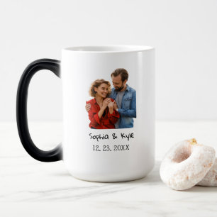 Modern Anniversary Photo Birthay For new Couple Magic Mug