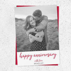 Modern Anniversary Photo Minimalist Red Stylish