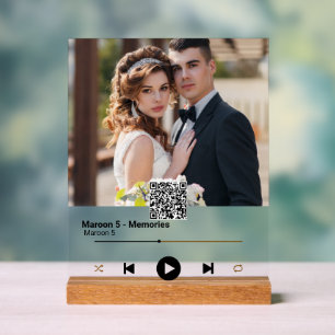 Modern Anniversary Photo QR Code Song Acrylic Sign