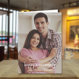 Modern anniversary photo with love message card