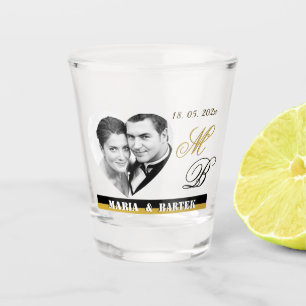 Modern Anniversary / Wedding Shot Glass, Photo Glass