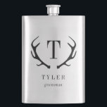 Modern Antler Personalised Bridal Party Gift Hip Flask<br><div class="desc">Visit our website www.berryberrysweet.com for stylish stationery designs and custom gifts!</div>