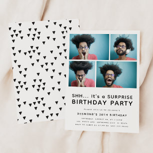 Modern Any Age 4x Photo Surprise Birthday Party Invitation