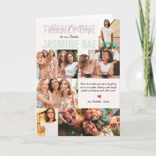 Modern Any Age Birthday   7 Photo Collage Card