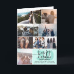 Modern any age birthday mint 8 photos collage card<br><div class="desc">Modern simple birthday pastel mint green 8 photos collage grid with pastel mint green and grey editable colours and modern typography.Perfect for all ages birthdays ,  for friends and family.</div>