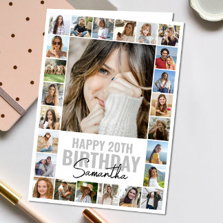 Modern Any Age Custom Collage | Photo Birthday Card