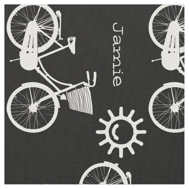 Modern Any Colour Sunshine Bicycle Personalised Fabric (Close Up)