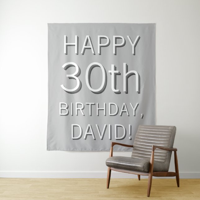 Modern Any Name/Age Editable Birthday Tapestry (In Situ)