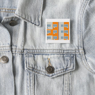 Modern Apartment Building with Air Conditioners  15 Cm Square Badge
