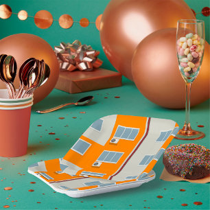 Modern Apartment Building with Air Conditioners  Paper Plate