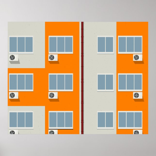 Modern Apartment Building with Air Conditioners  Poster (Front)