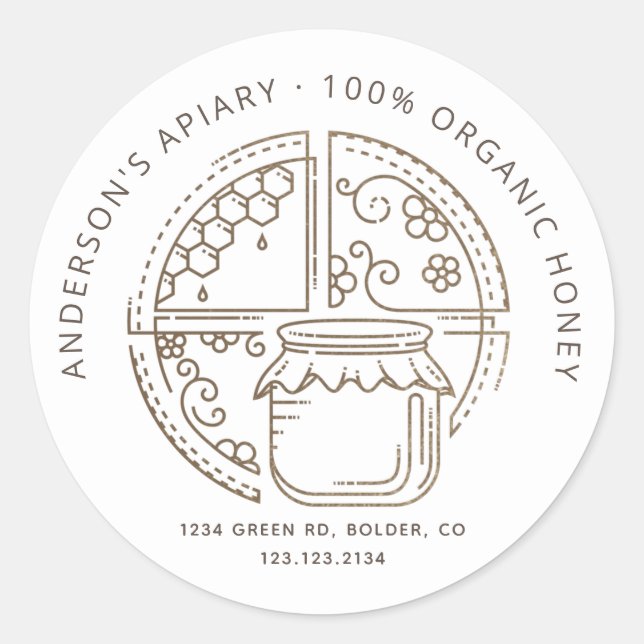 modern apiary honey jar label (Front)