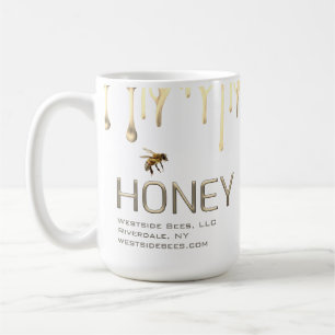 Modern apiary honeybee mug gold dripping honey bee