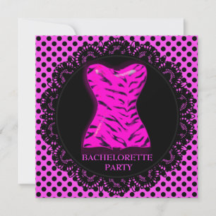 MODERN APINK POLKA DOT BACHELORETTE PARTY INVITE