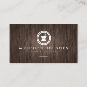 Modern Apothecary Holistic Medicine Dark Woodgrain Business Card