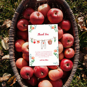 Modern Apple Botanical Clothesline Baby Shower Thank You Card